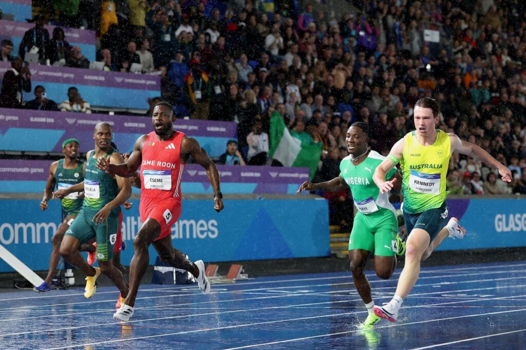 Commonwealth Games Records Fall at Rain-Soaked Scotstoun as Eseme and Hobbs Dominate 100m Finals