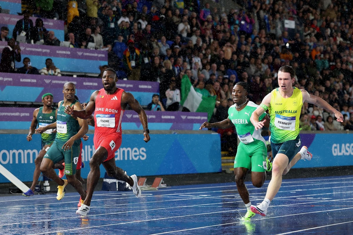 Commonwealth Games Records Fall at Rain-Soaked Scotstoun as Eseme and Hobbs Dominate 100m Finals