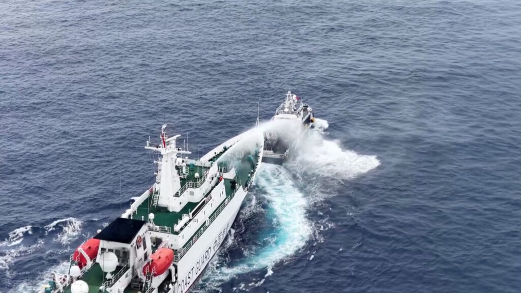 China Coast Guard Turns Water Cannons on Philippine Vessels Near Scarborough Shoal